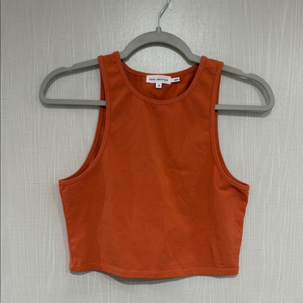 Good American Orange Crop Top with Sleek Design
